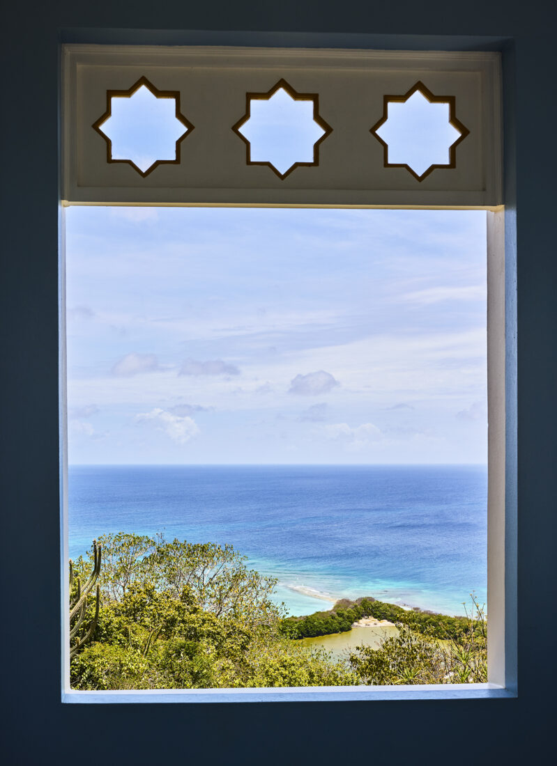 A window view of the beach