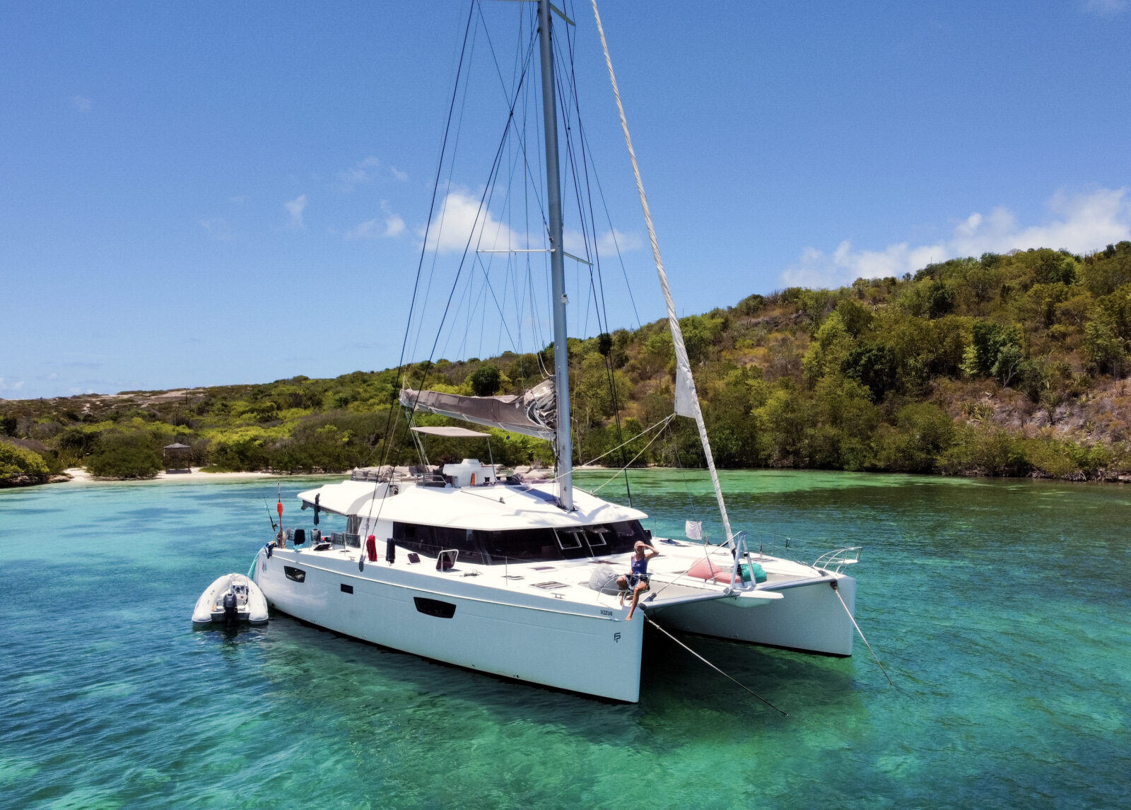 A boat by an island