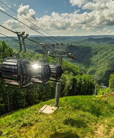 Gondolas in the mountains