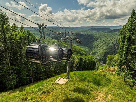 Gondolas in the mountains