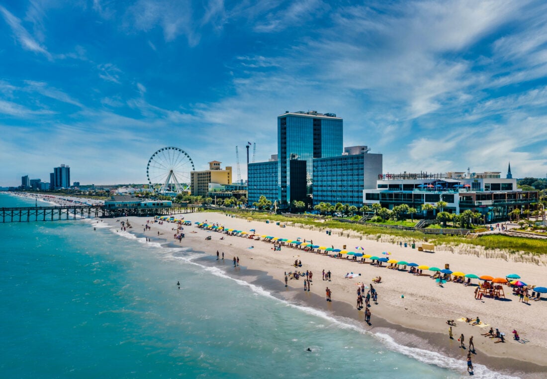 An aerial of a beach