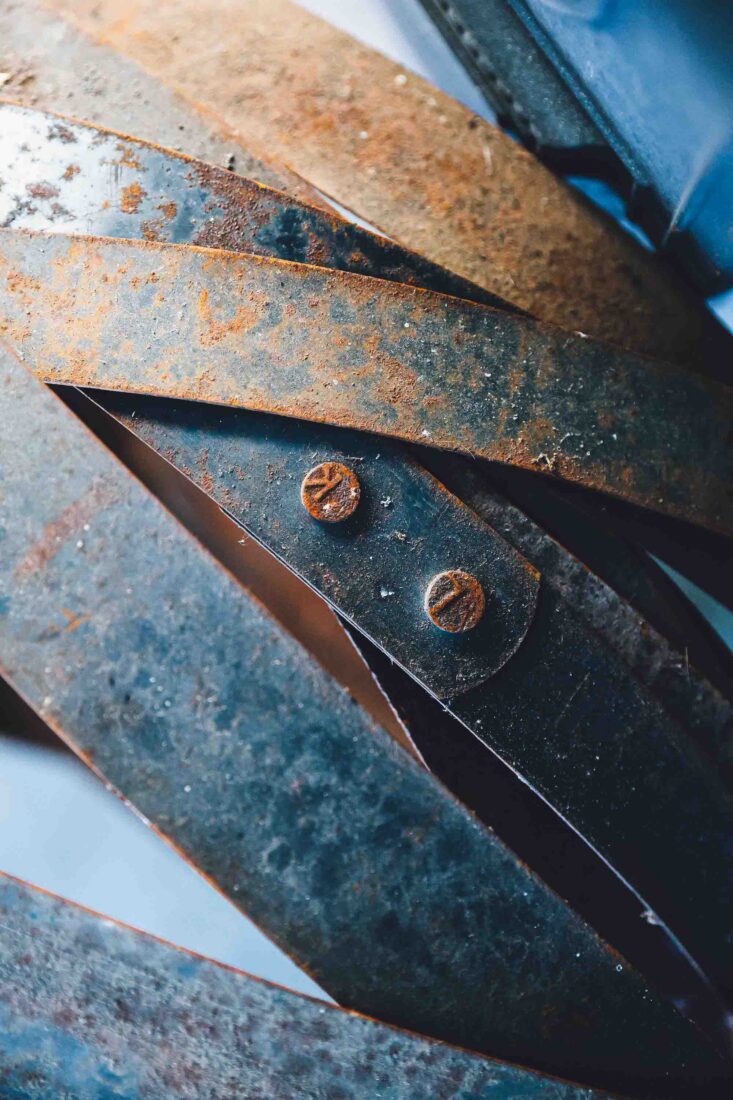 Discarded bourbon barrel straps.