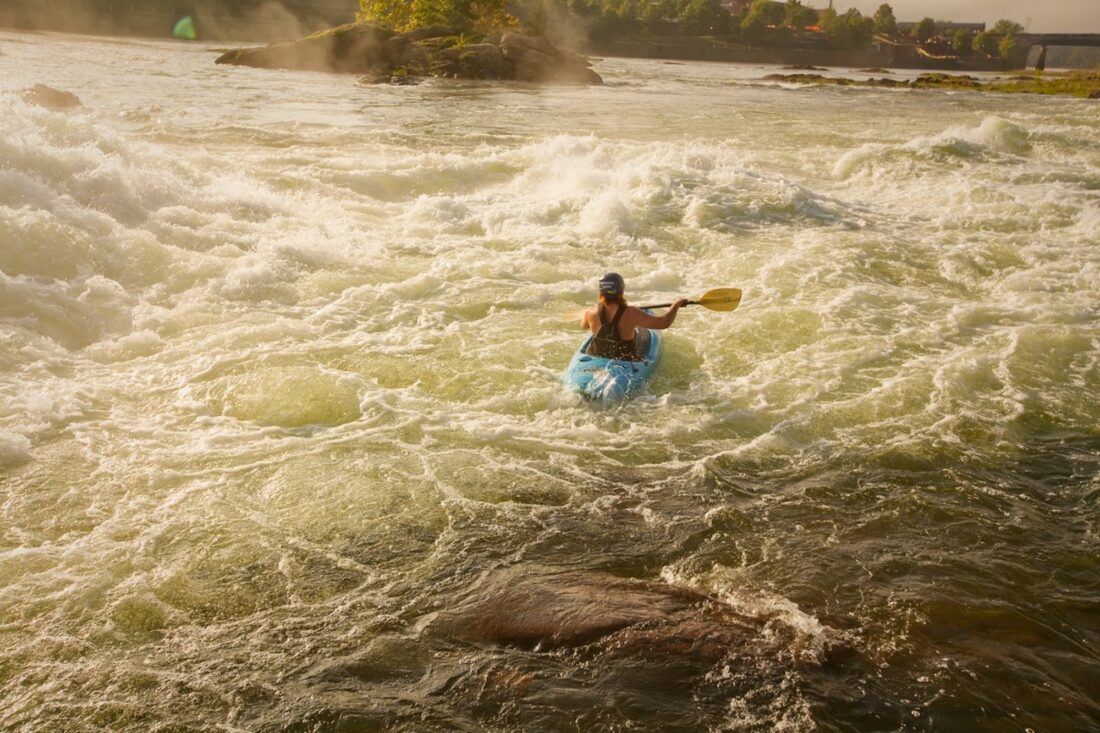 A kayaker on white water
