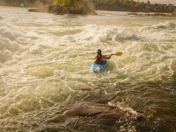 A kayaker on white water