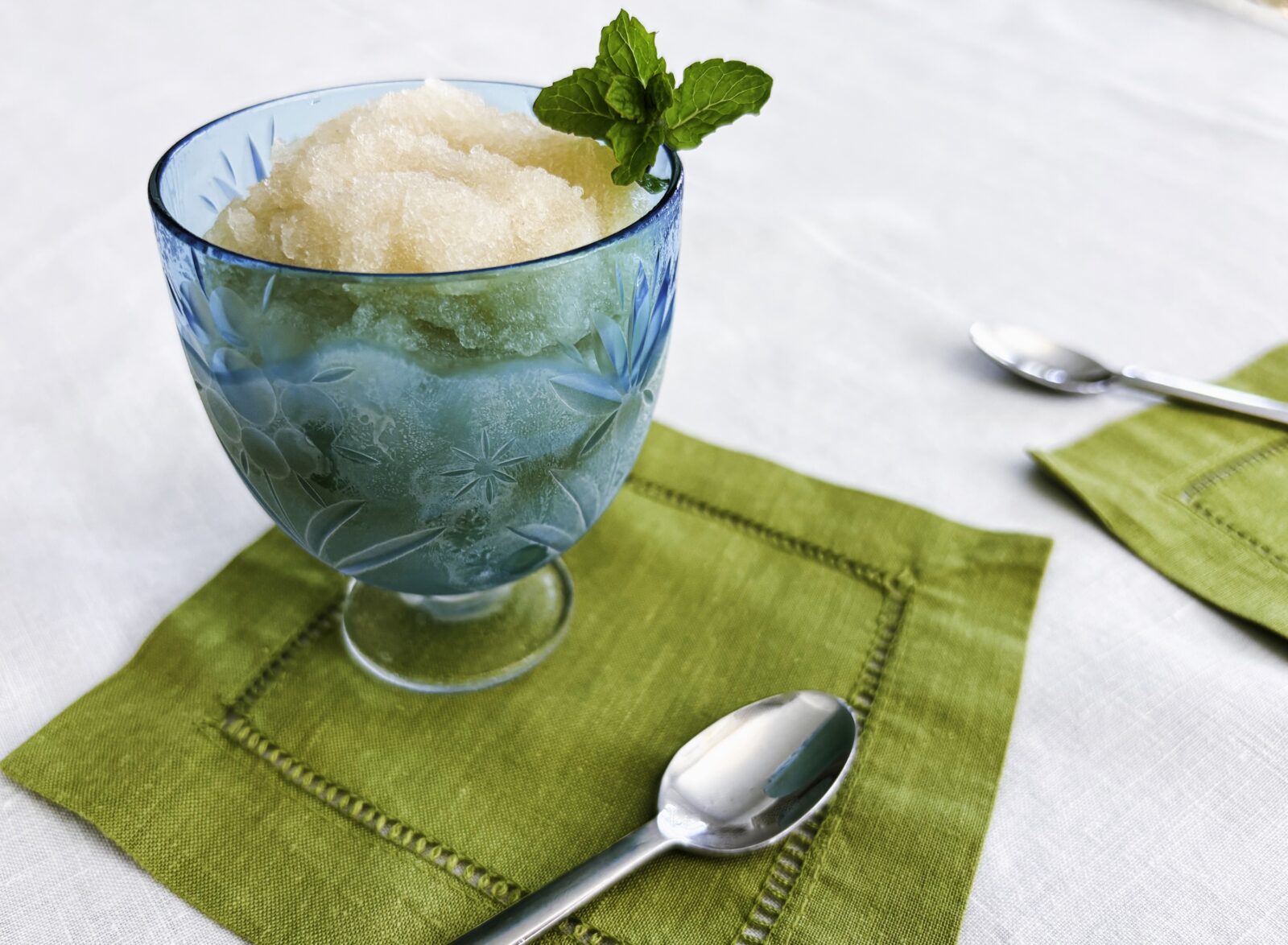 A shaved ice mint julep in a cup