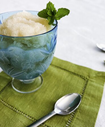 A shaved ice mint julep in a cup