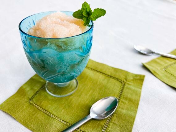 A shaved ice mint julep in a cup
