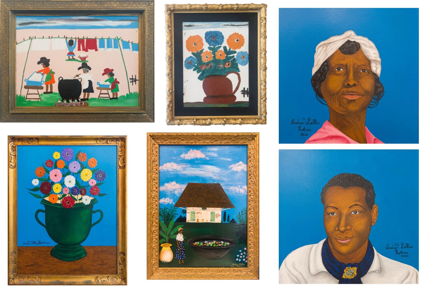 A collage of multiple paintings