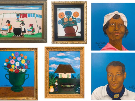 A collage of multiple paintings