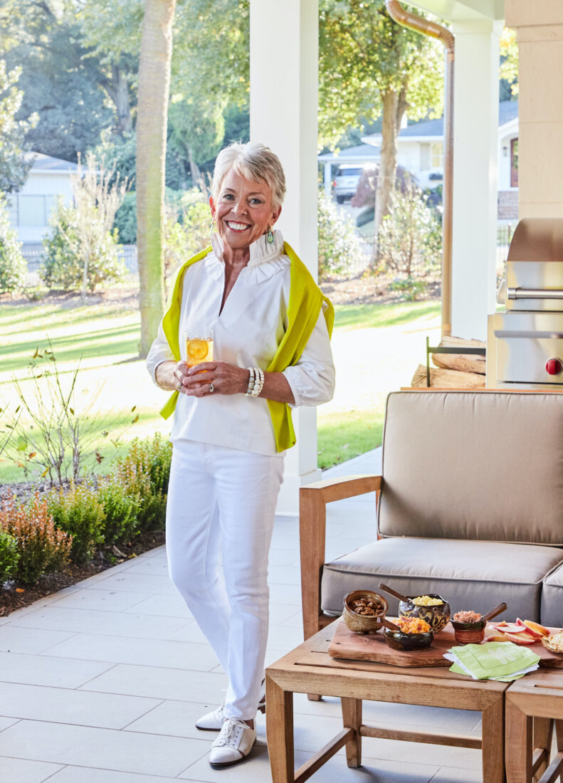 A portrait of a woman outside