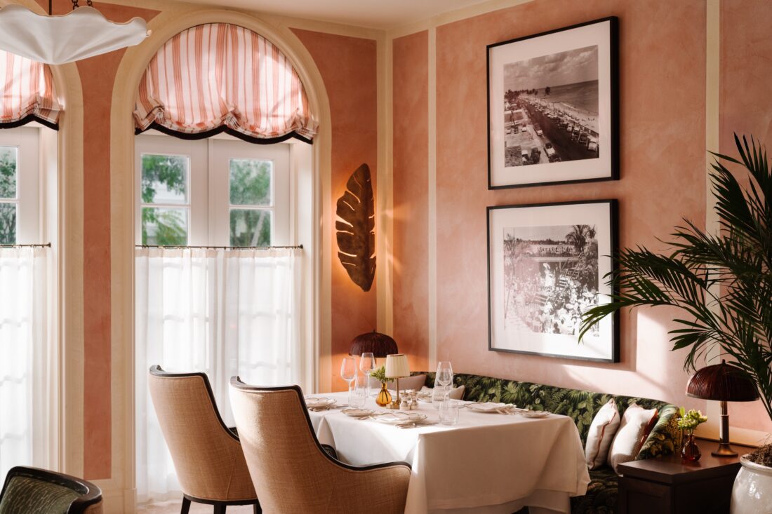 A peachy dining room