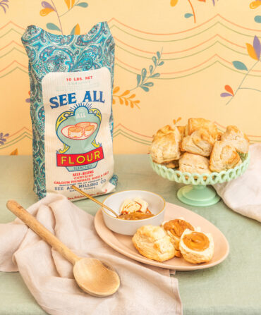 Biscuits on a plate with flour mix