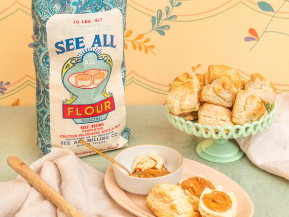 Biscuits on a plate with flour mix
