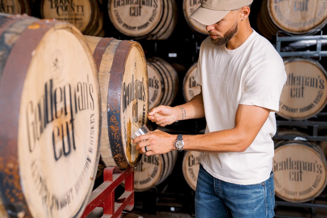 Steph Curry taps bourbon barrels