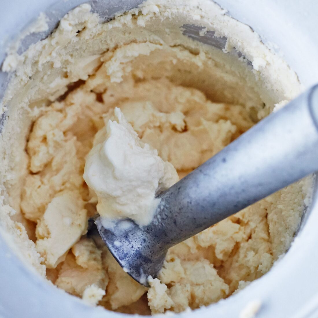 close up image of peach ice cream