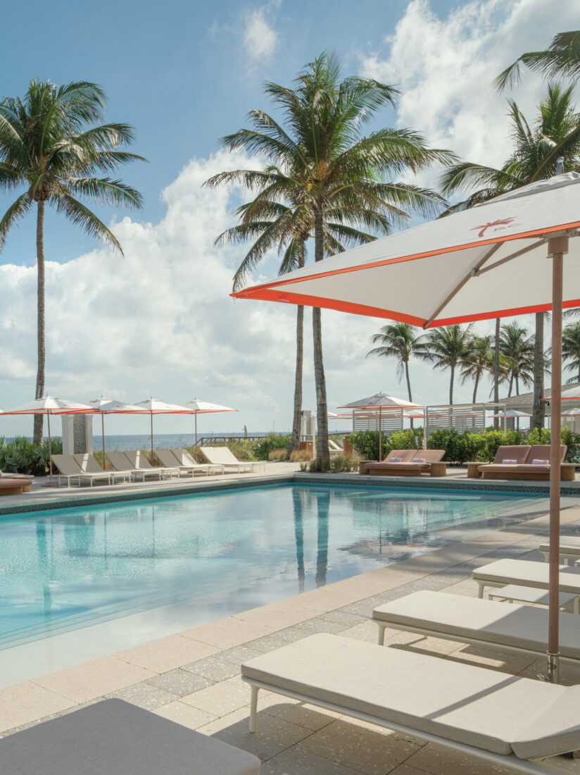 A beachside pool at a hotel