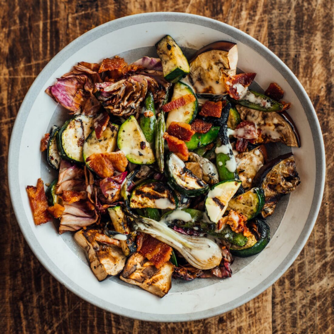 image of char grilled veggies in a bowl