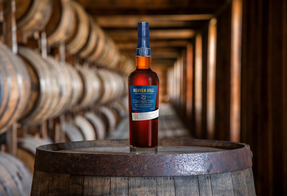 A bottle of bourbon in a distillery