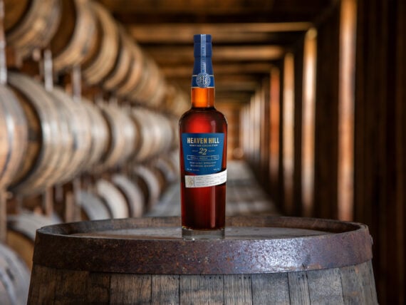 A bottle of bourbon in a distillery