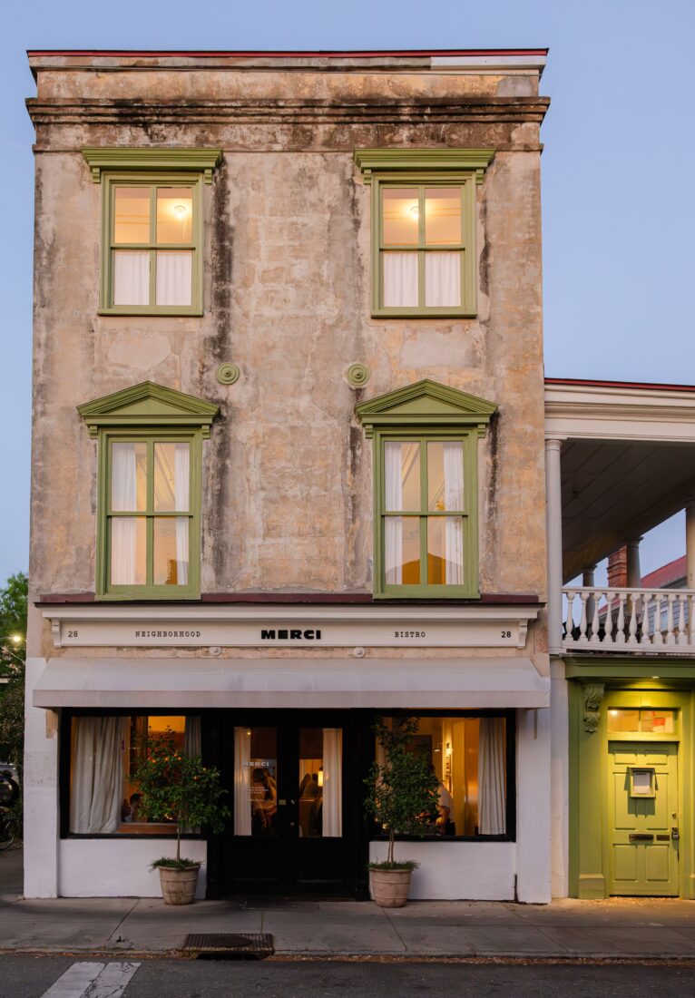 Outside a bistro