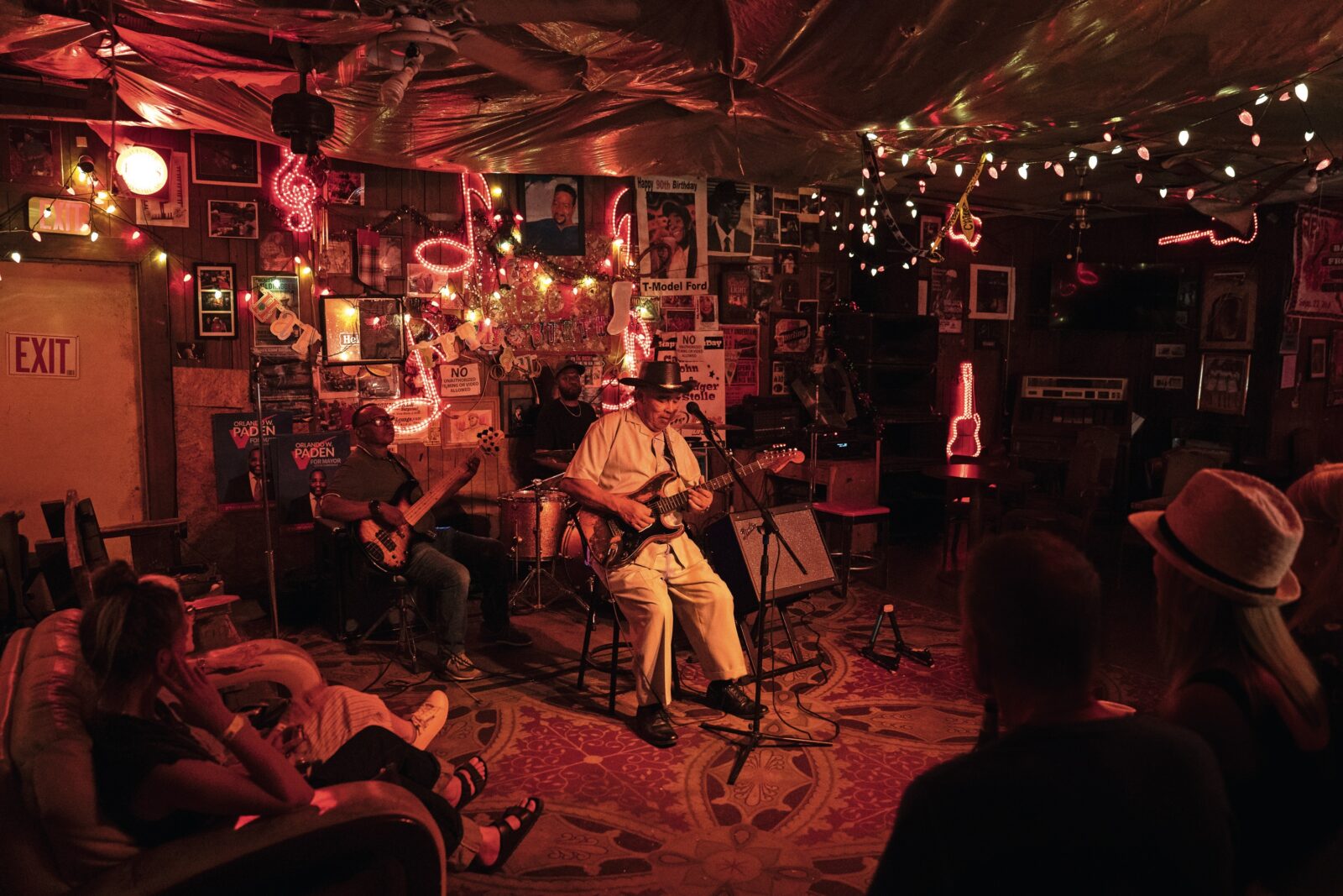 Inside a blues lounge