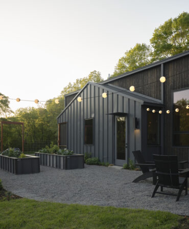 A modern home with a garden courtyard
