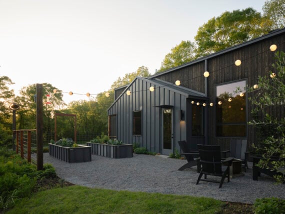 A modern home with a garden courtyard