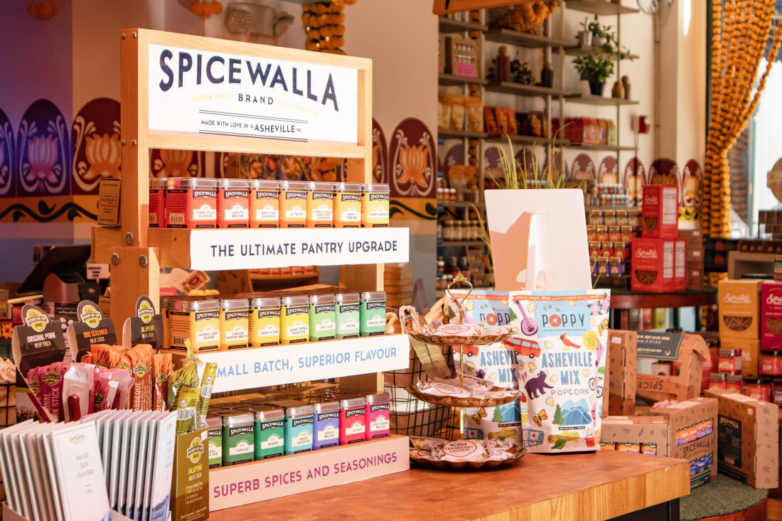 Tins of spices on display