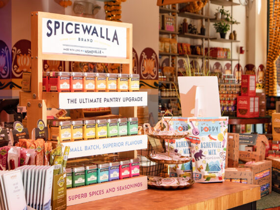 Tins of spices on display