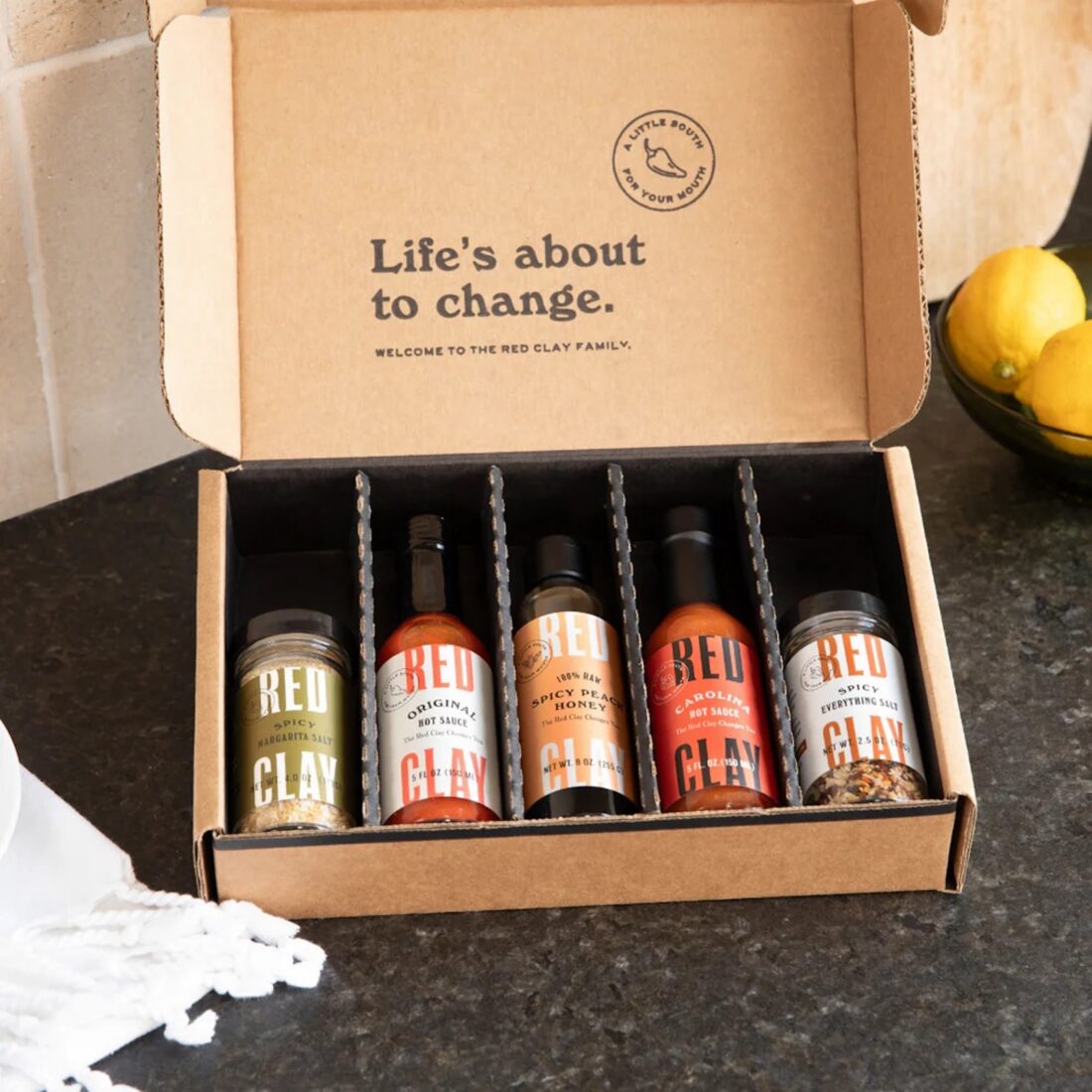 image of a box of hot sauces