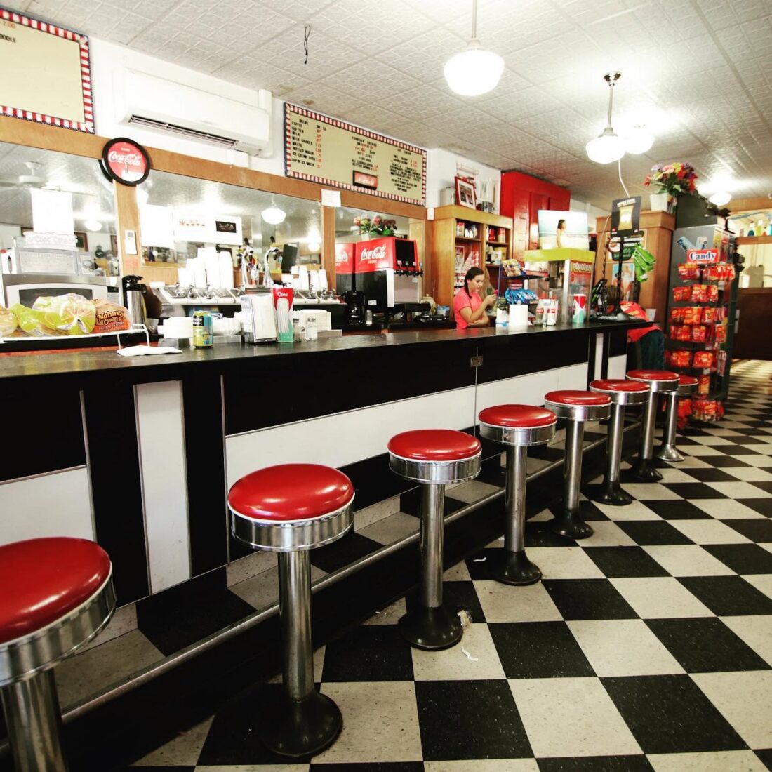 Inside a soda shop