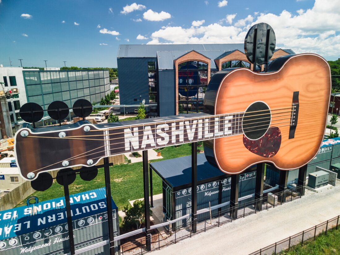 A guitar sculpture over Nashville