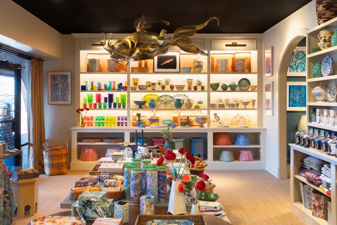 Glass and homegood wares inside a shop