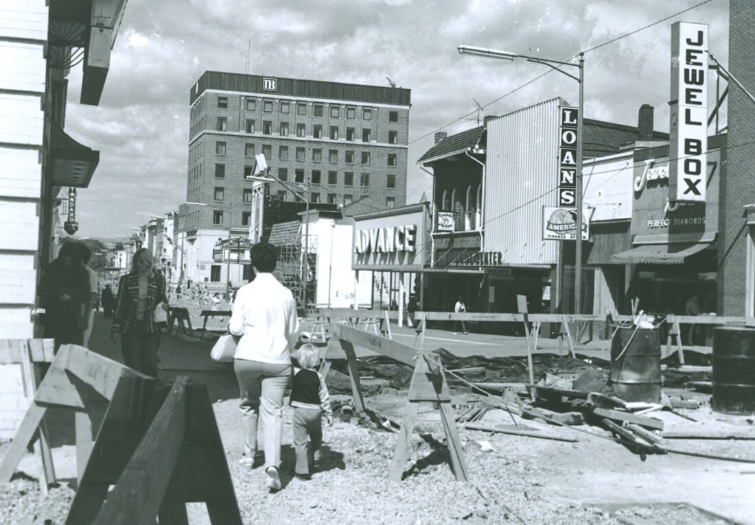 A downtown mall construction