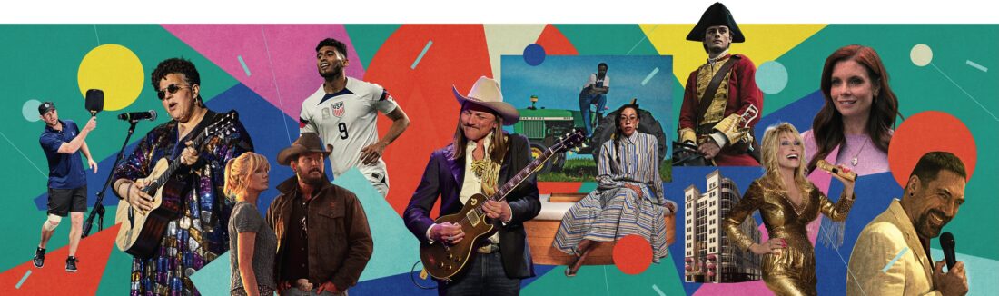 A collage of Southern culture icons