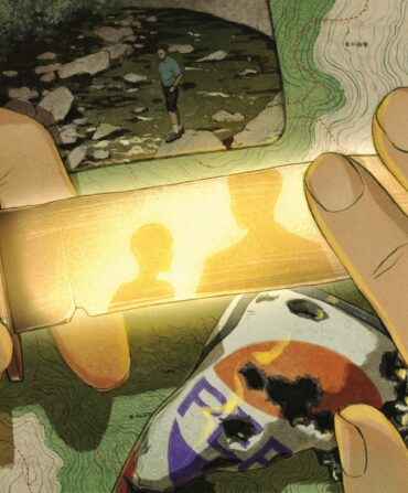 An illustration of a family knife against memorabilia