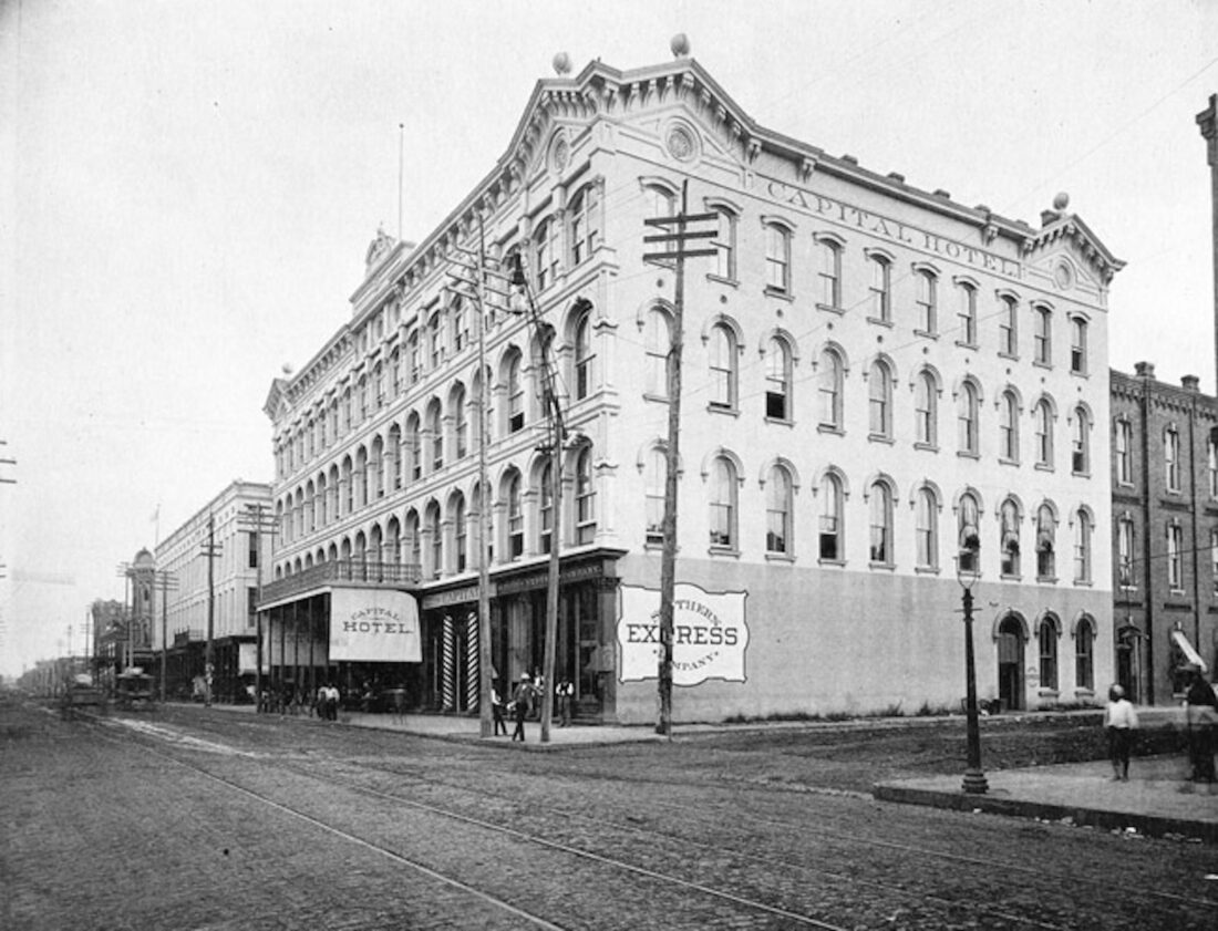 A 1892 archival image of the hotel exterior.