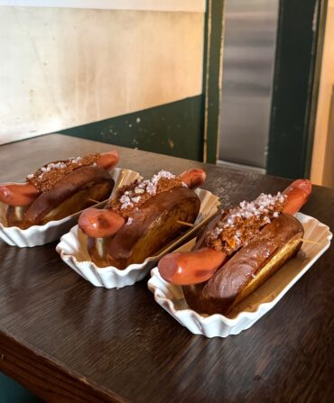 Three hot dogs