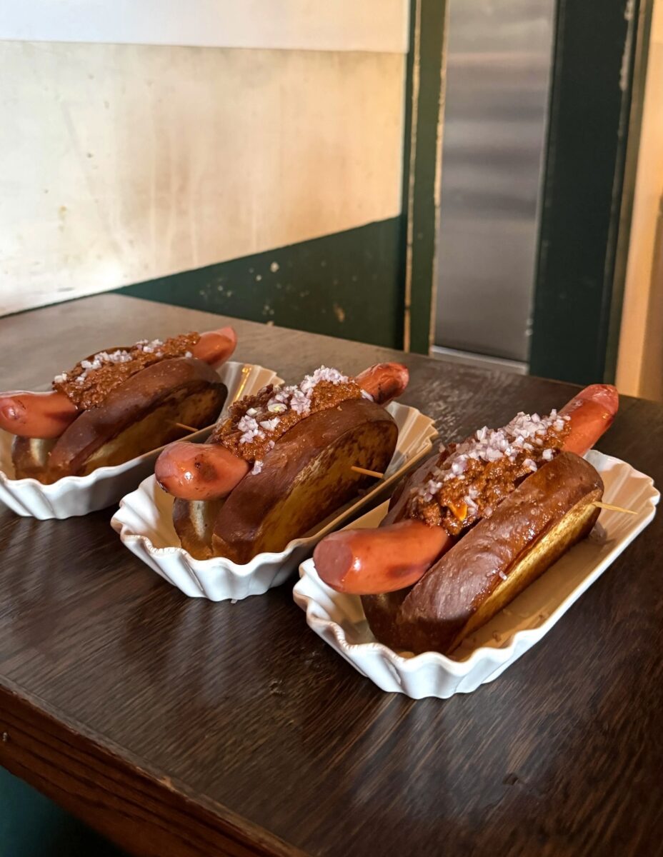 Three hot dogs