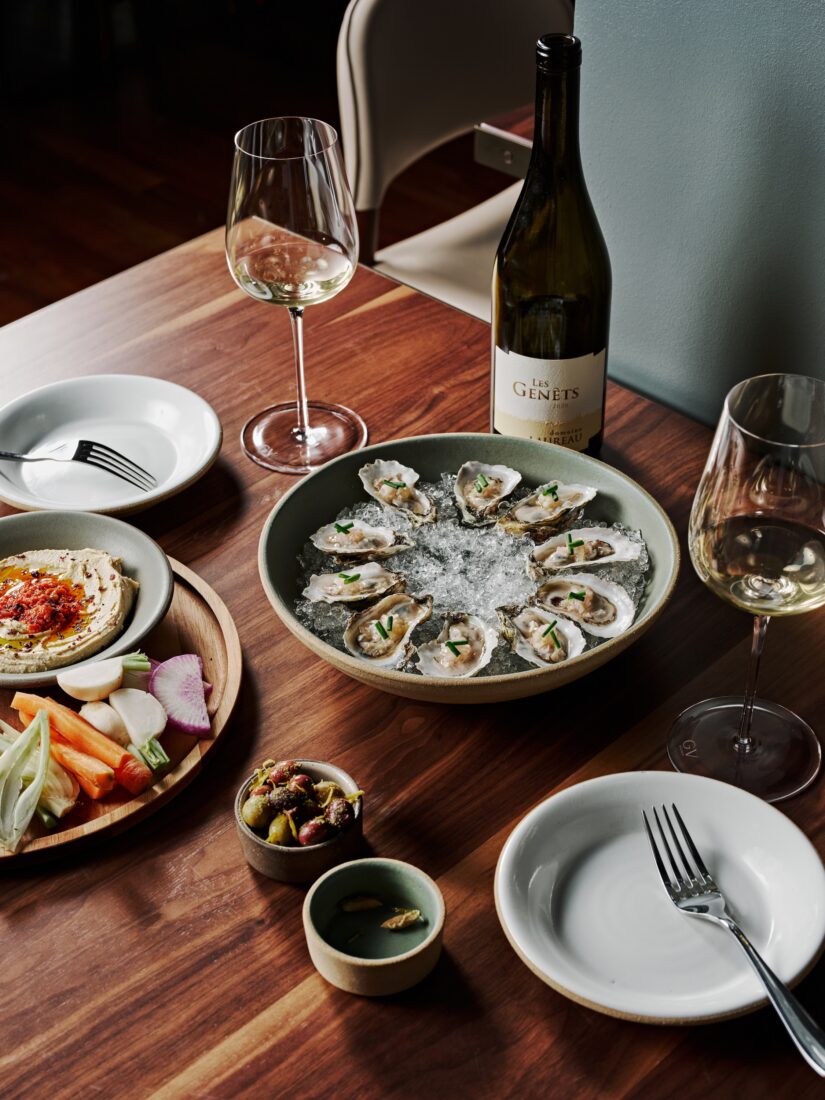 A table with oysters