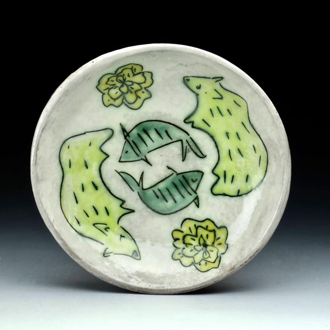 image of a ceramic plate with green patterns