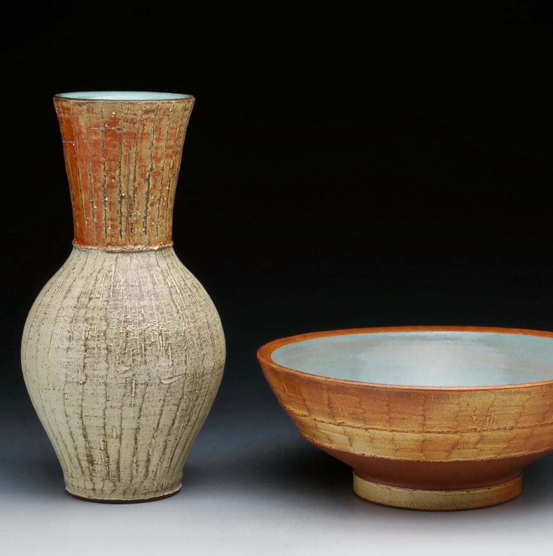 side by side images of a vase and bowl