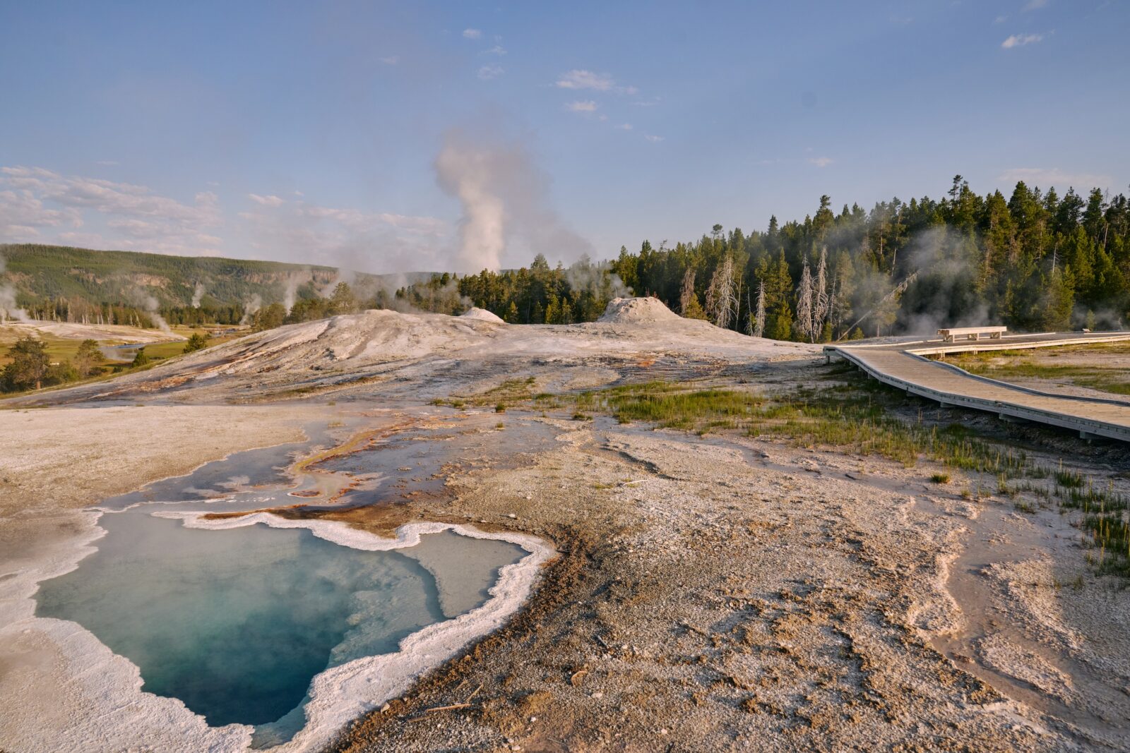A gyser in Yellowstone