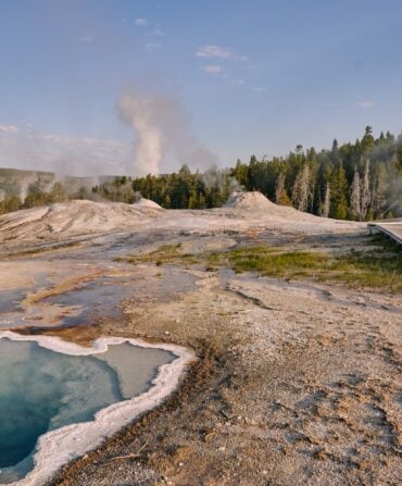 A gyser in Yellowstone