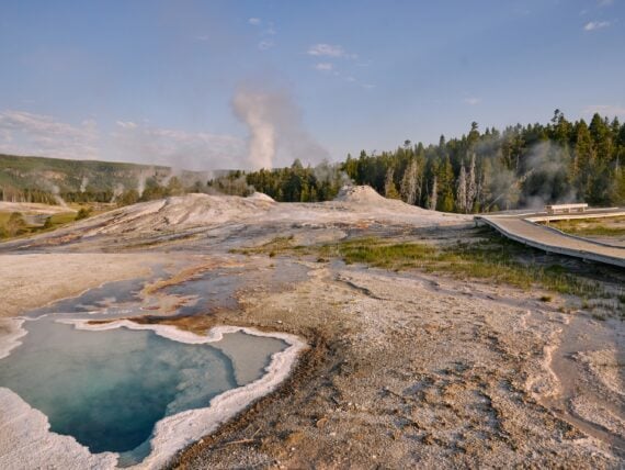 A gyser in Yellowstone