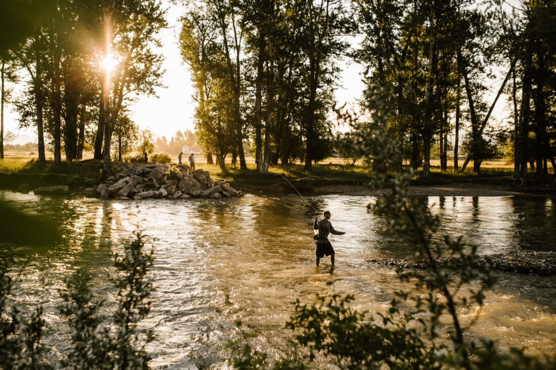 A man fly fishes