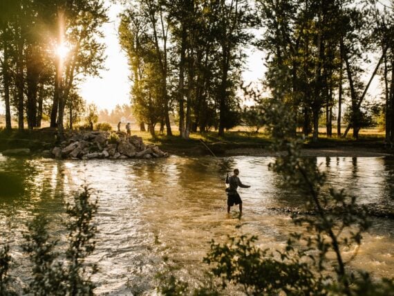A man fly fishes