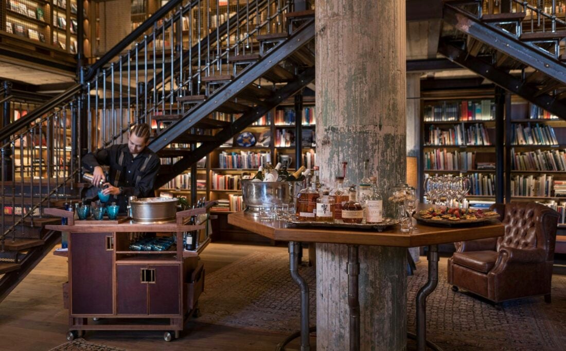 A library with a bar