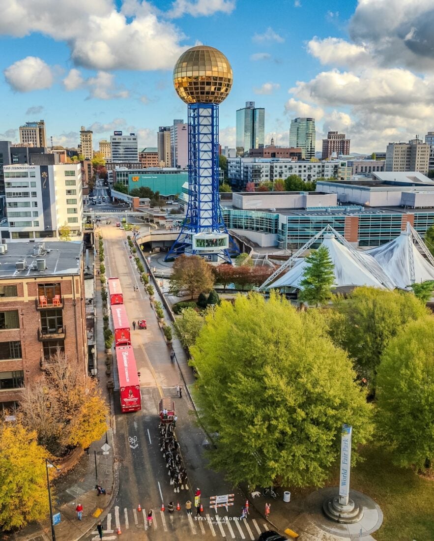 A view of the Sunsphere in downtown Knoxville.