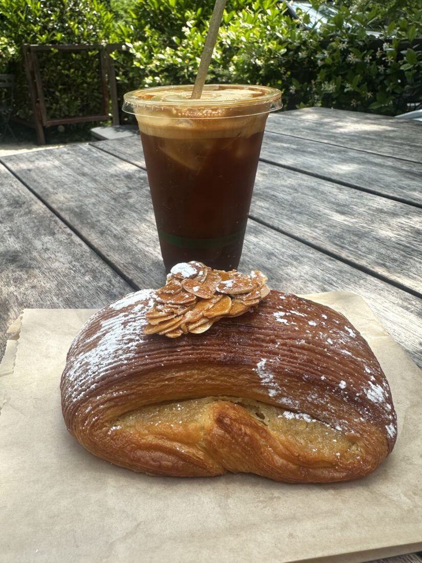 A pastry and coffee